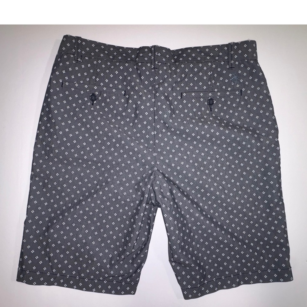 Original Penguin Men's Geometric Print Shorts Size 34 Charcoal Green band Casual - Picture 5 of 6